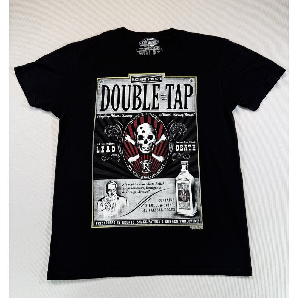 7.62 Design Double Tap T Shirt Medium Black Tactical Skull Graphic